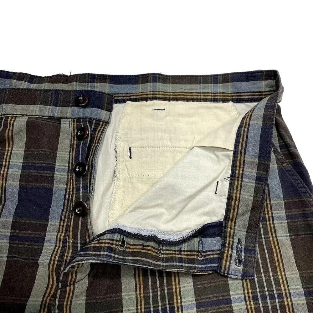 VTG POLO Ralph‎ Lauren Button Shorts 38 Plaid Brown Casual Mens